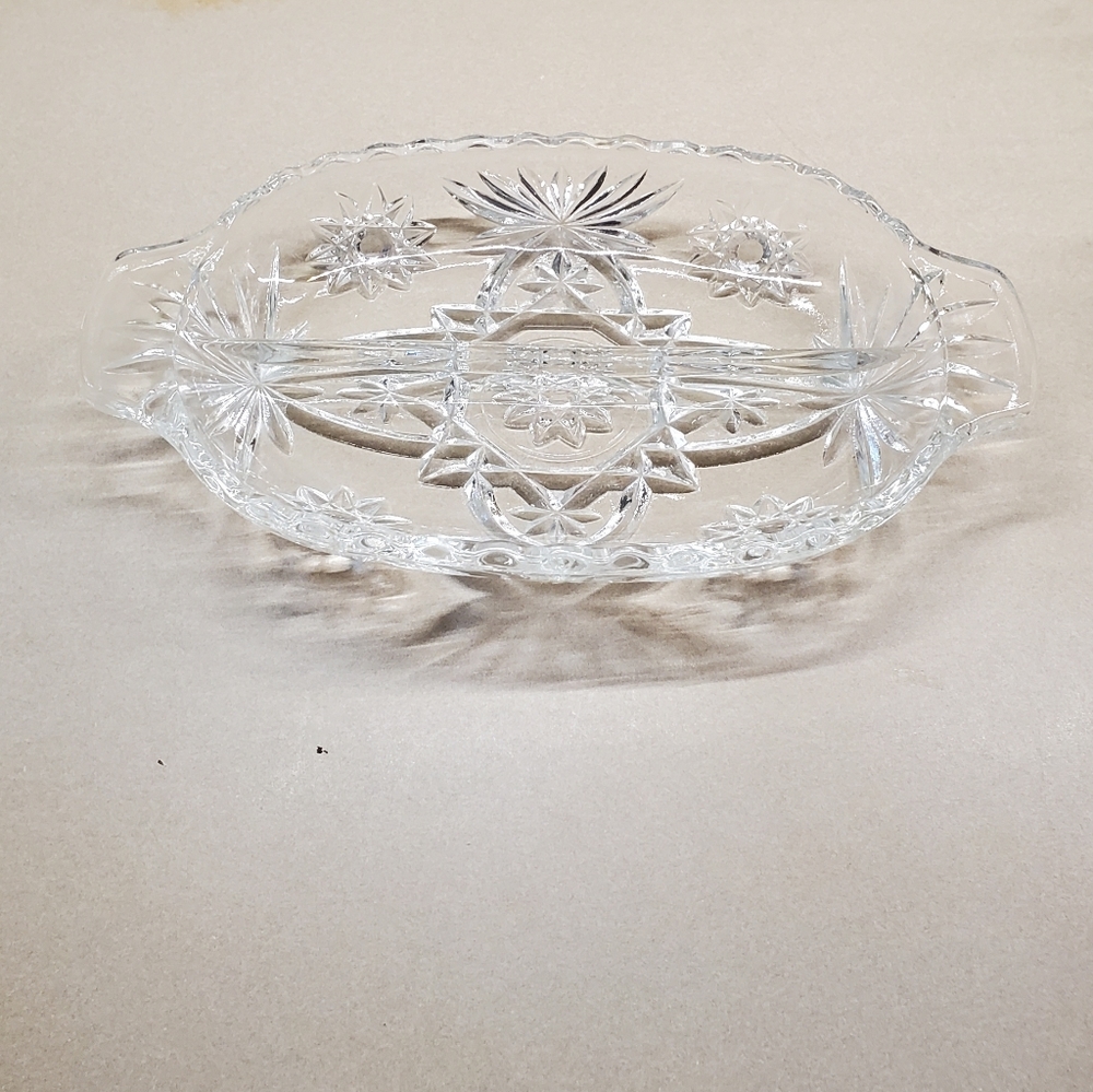 Anchor Hocking Star of David Divided Glass Dish